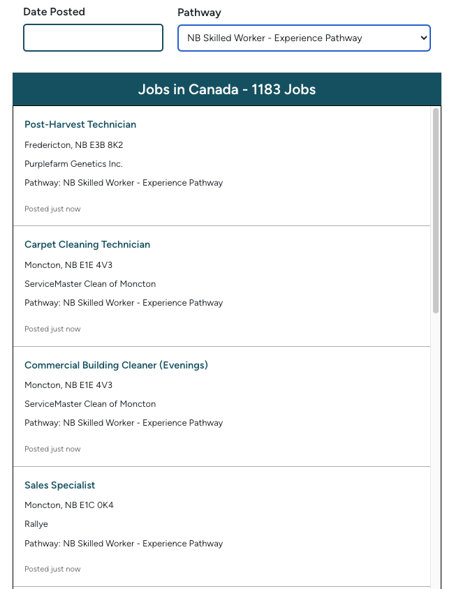 NB companies are hiring with PR sponsorship